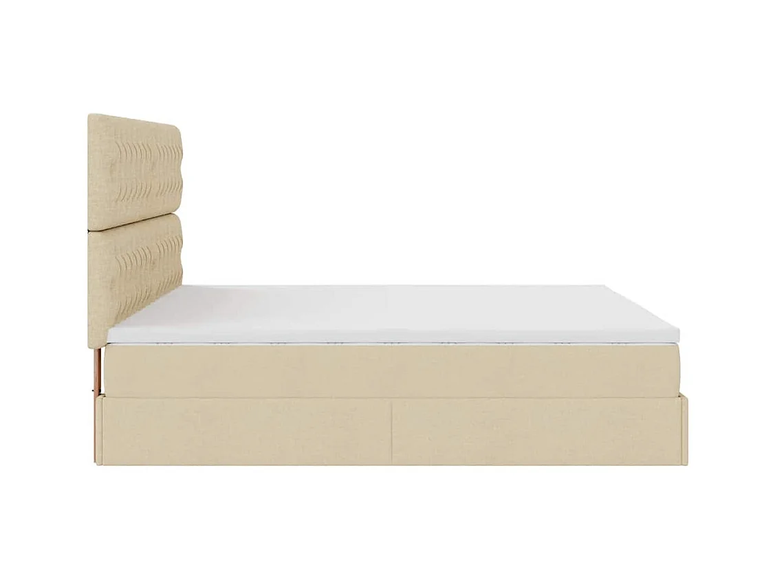 Cadre de lit ottoman avec matelas crème 200x200cm tissu