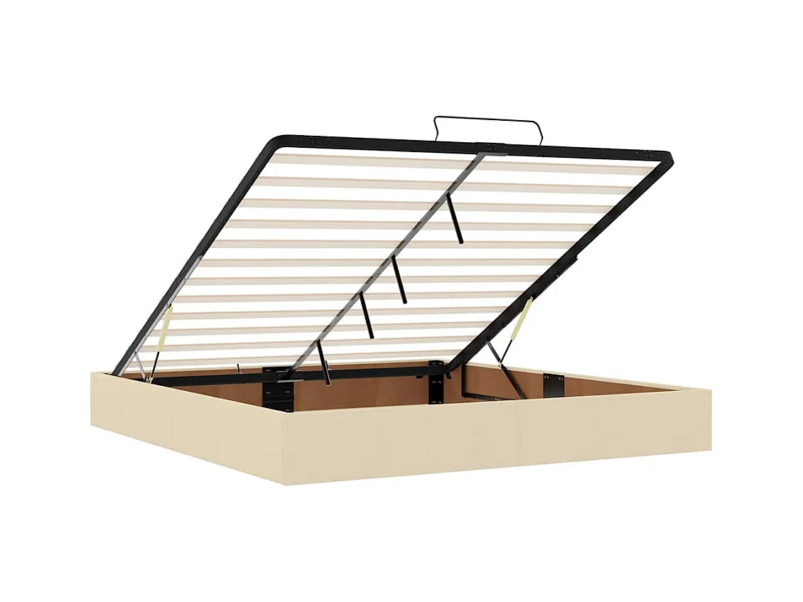 Cadre de lit ottoman avec matelas crème 200x200cm tissu