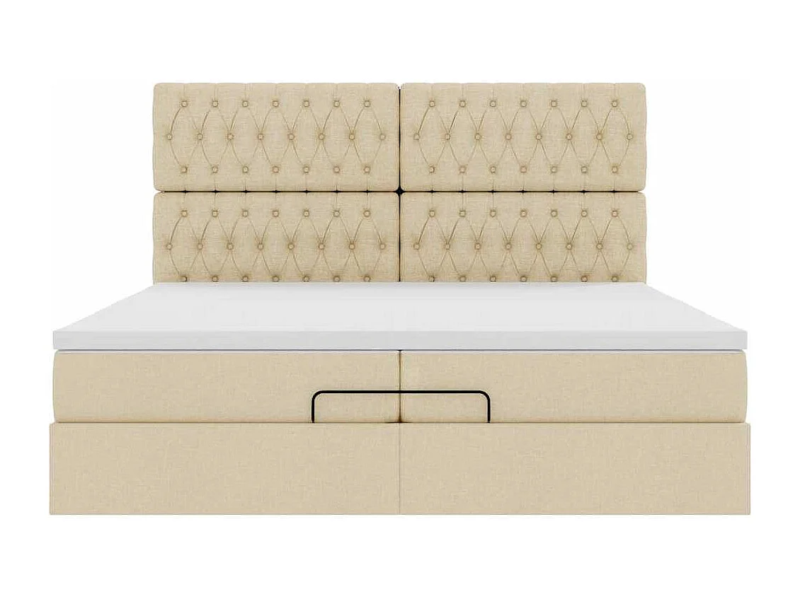 Cadre de lit ottoman avec matelas crème 200x200cm tissu