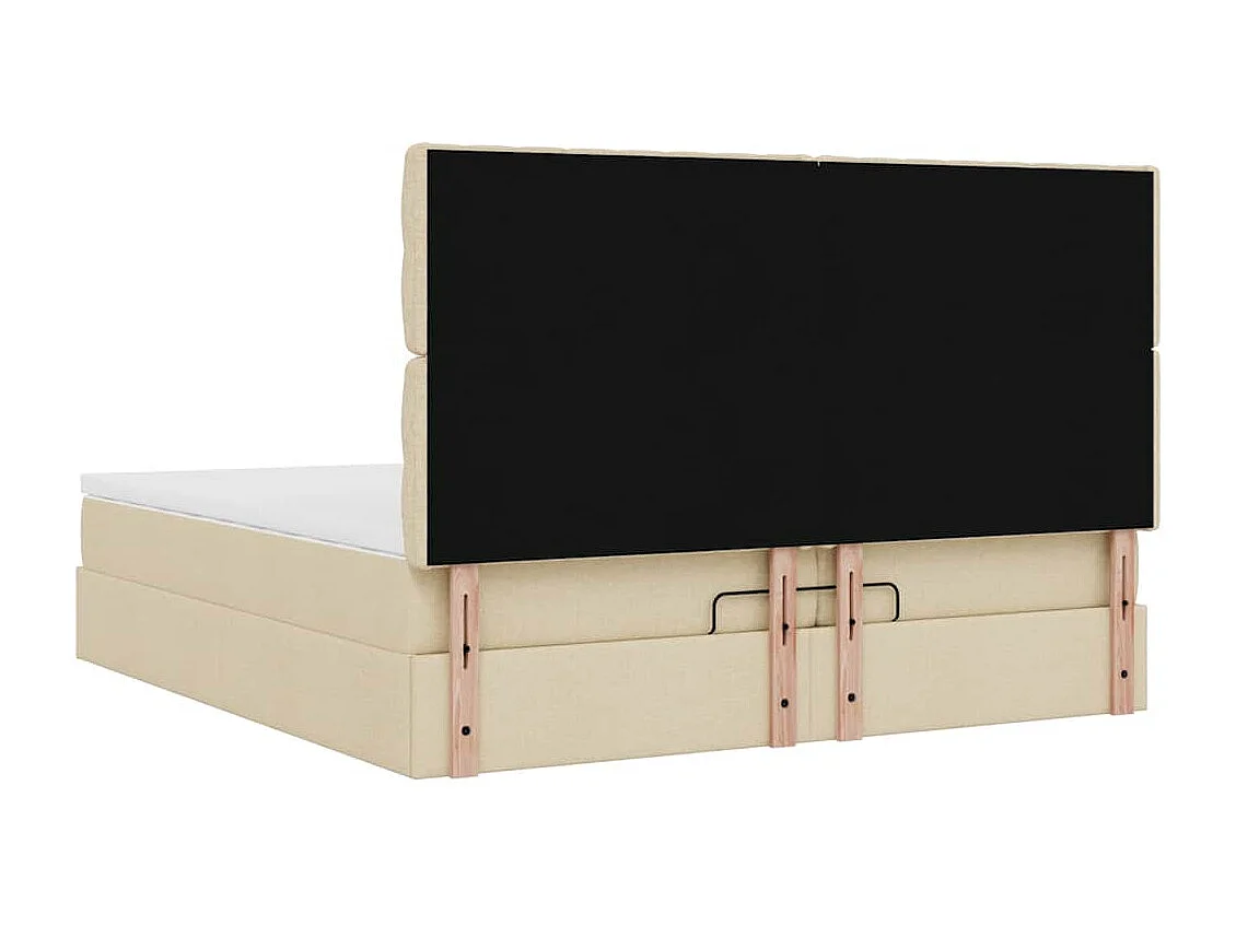 Cadre de lit ottoman avec matelas crème 200x200cm tissu