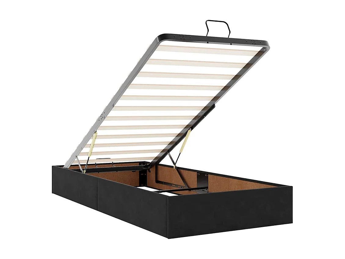 Cadre de lit ottoman avec matelas noir 100x200cm velours