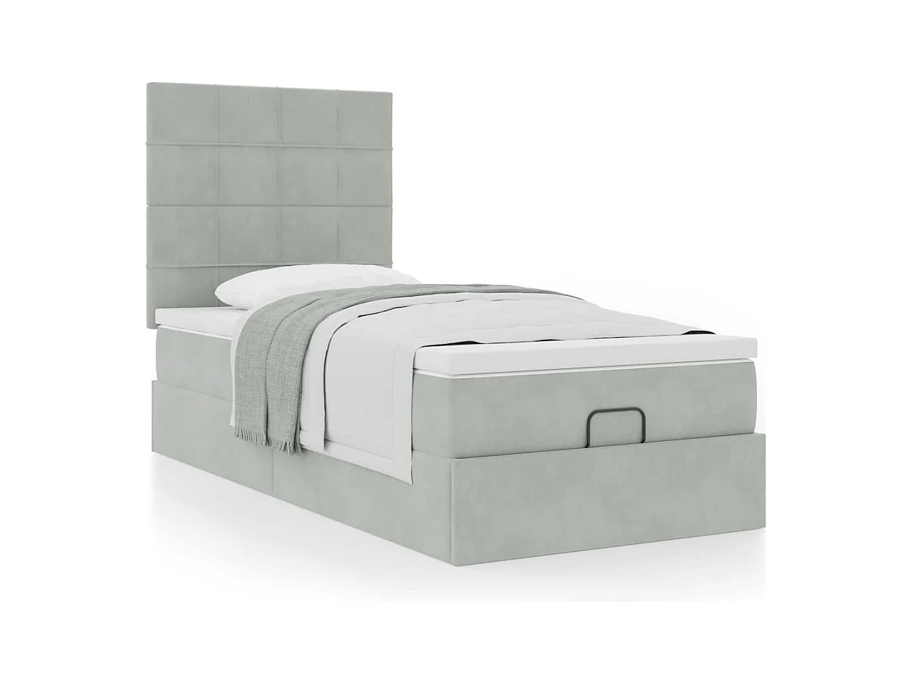 Ottoman bed met matrassen 80x200cm fluweel lichtgrijs