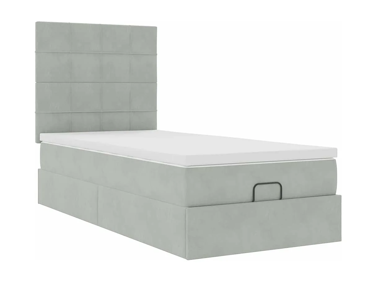 Ottoman bed met matrassen 80x200cm fluweel lichtgrijs