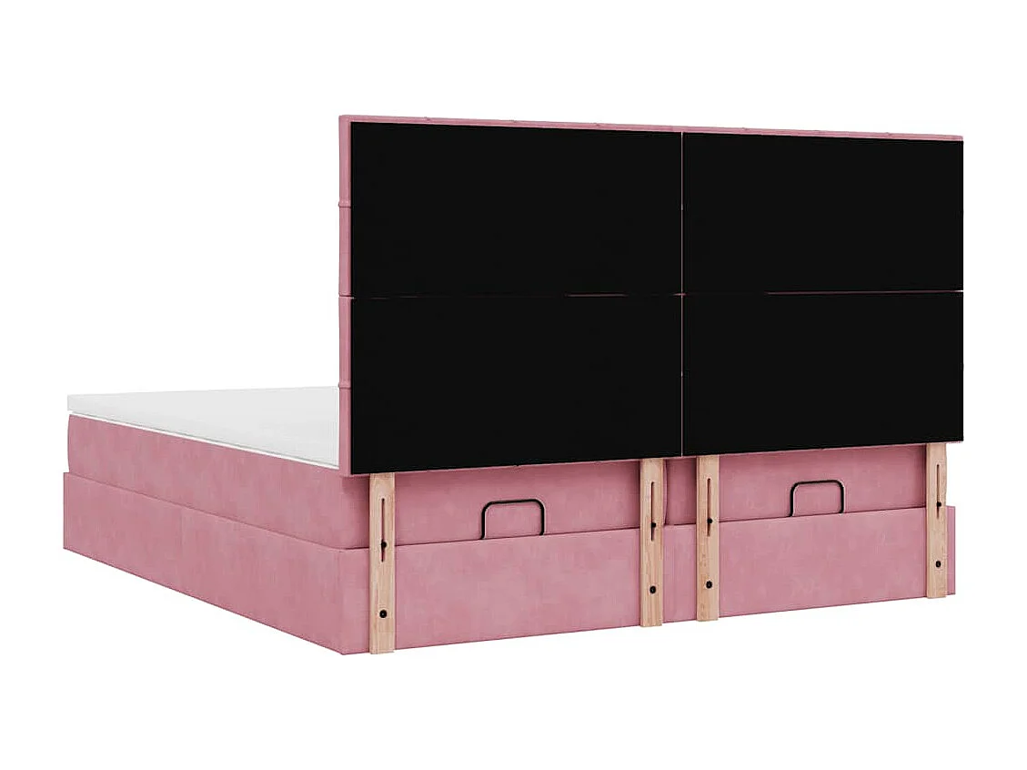 Cadre de lit ottoman avec matelas rose 200x200 cm velours