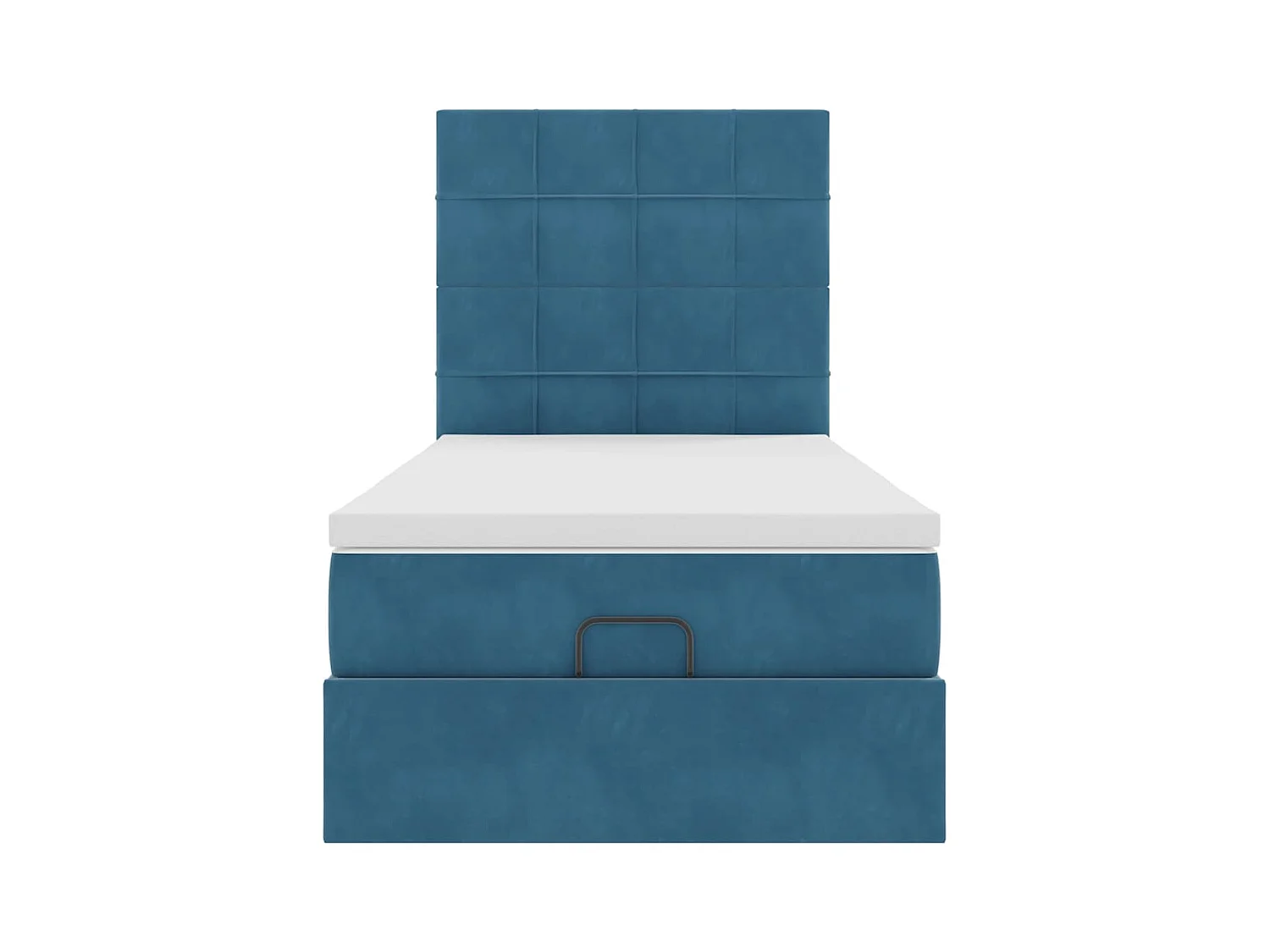 Cadre de lit ottoman avec matelas bleu foncé 90x190 cm velours