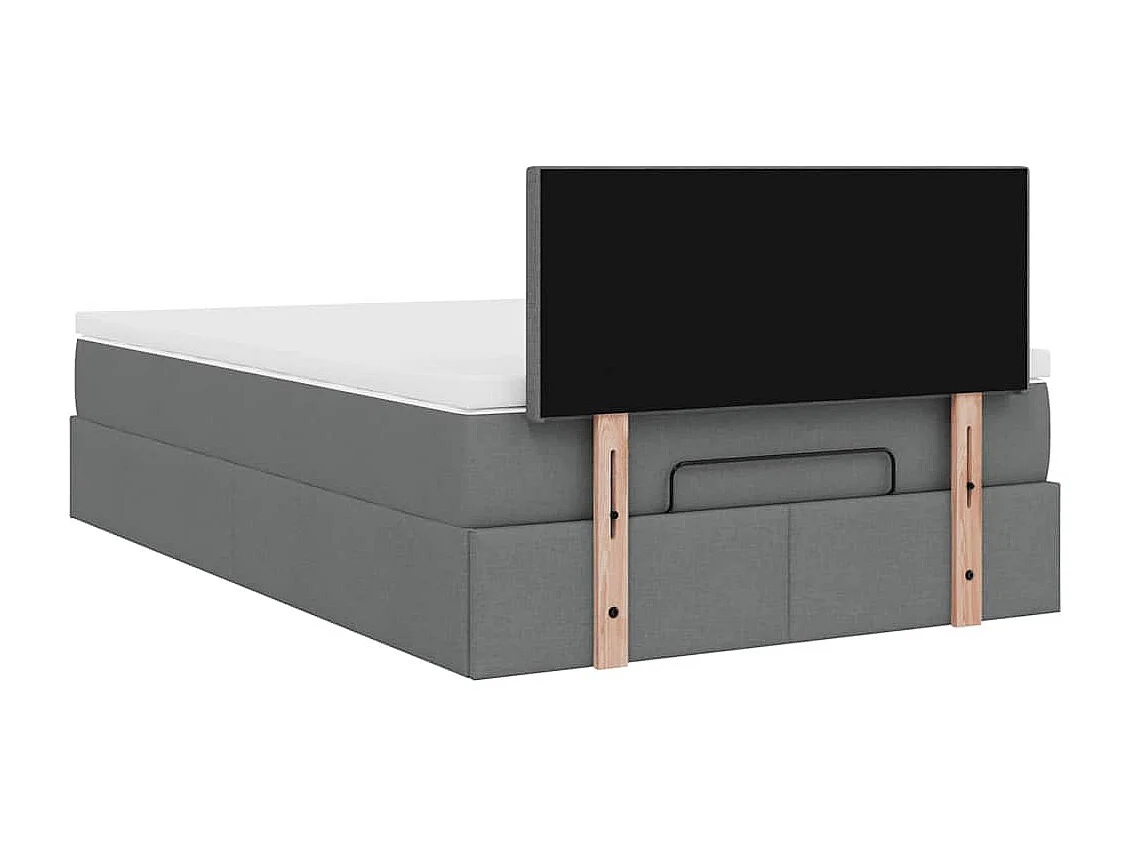 Lit ottoman avec matelas gris foncé 120x200 cm tissu
