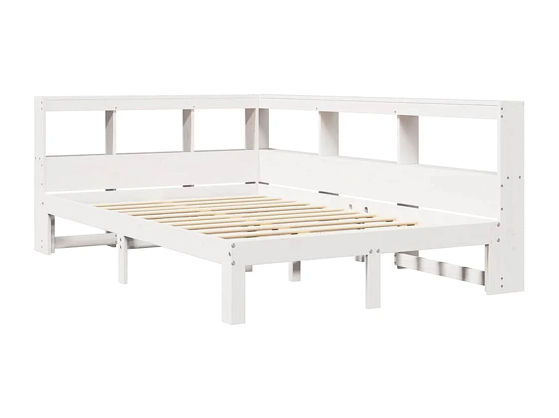 Cama con estantería sin colchón madera maciza blanca 120x200 cm