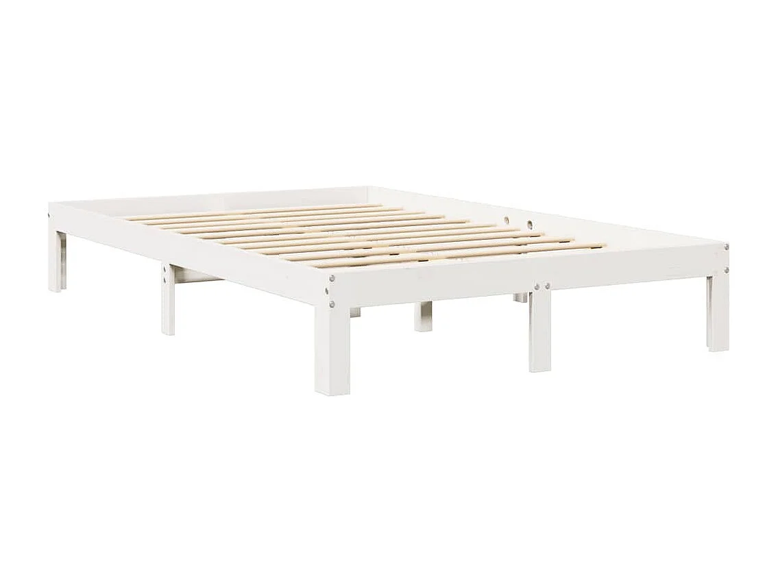 Cama con estantería sin colchón madera maciza blanca 120x200 cm