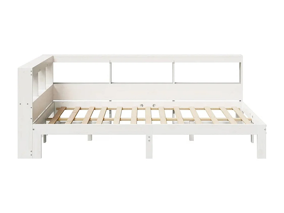 Cama con estantería sin colchón madera maciza blanca 120x200 cm