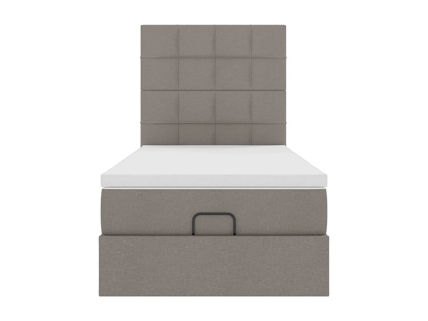 Cadre de lit ottoman avec matelas taupe 90x200 cm tissu