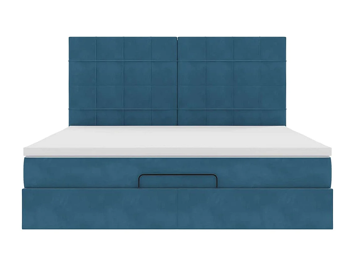 Estructura de cama otomana colchones terciopelo azul oscuro