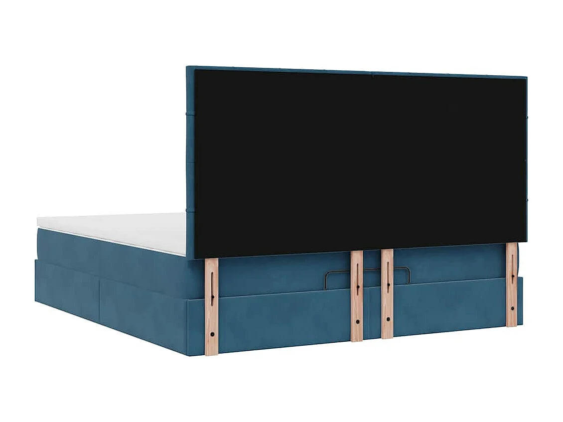 Estructura de cama otomana colchones terciopelo azul oscuro