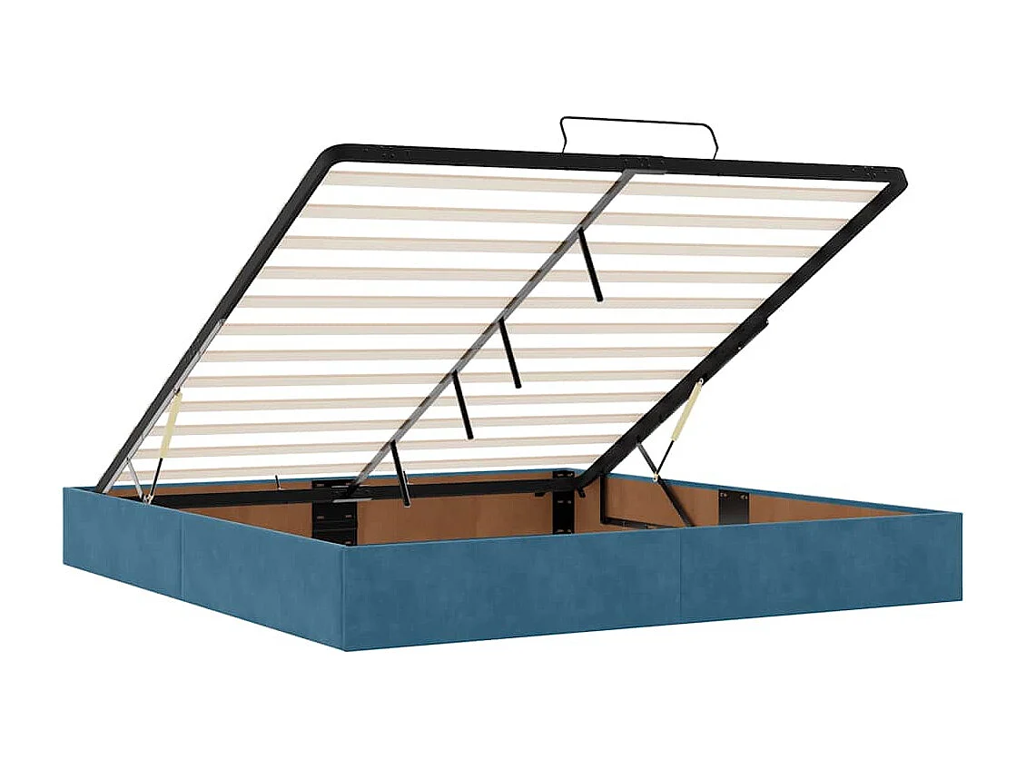 Estructura de cama otomana colchones terciopelo azul oscuro