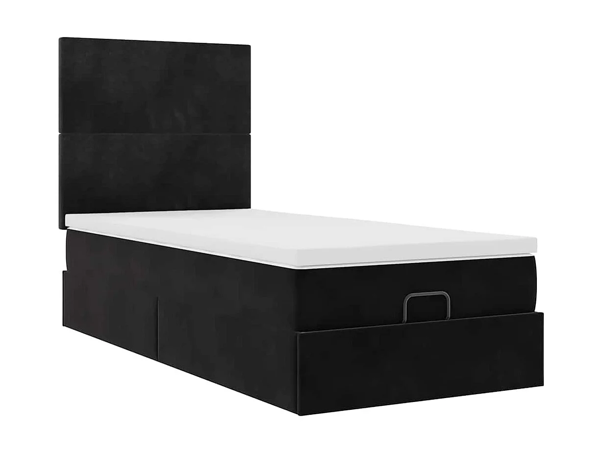 Cadre de lit ottoman avec matelas noir 80x200 cm velours