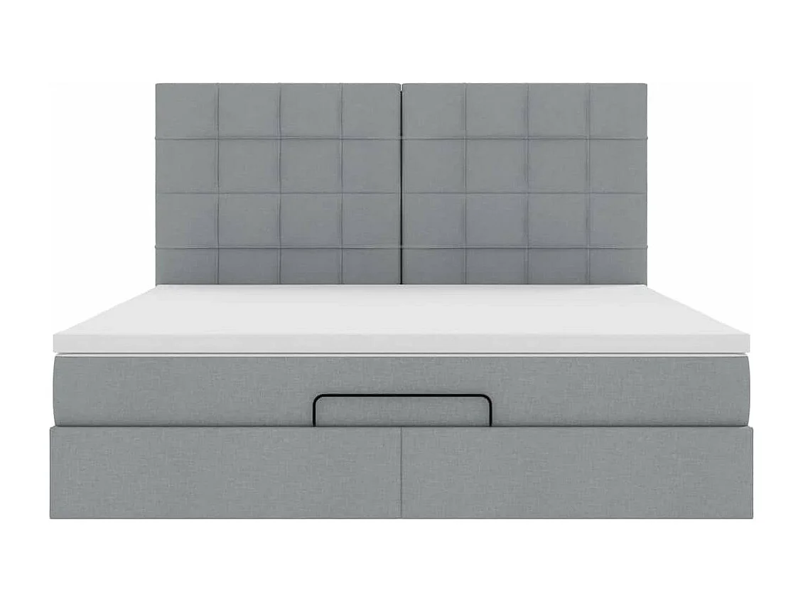 Cadre de lit ottoman et matelas gris clair 180x200 cm tissu