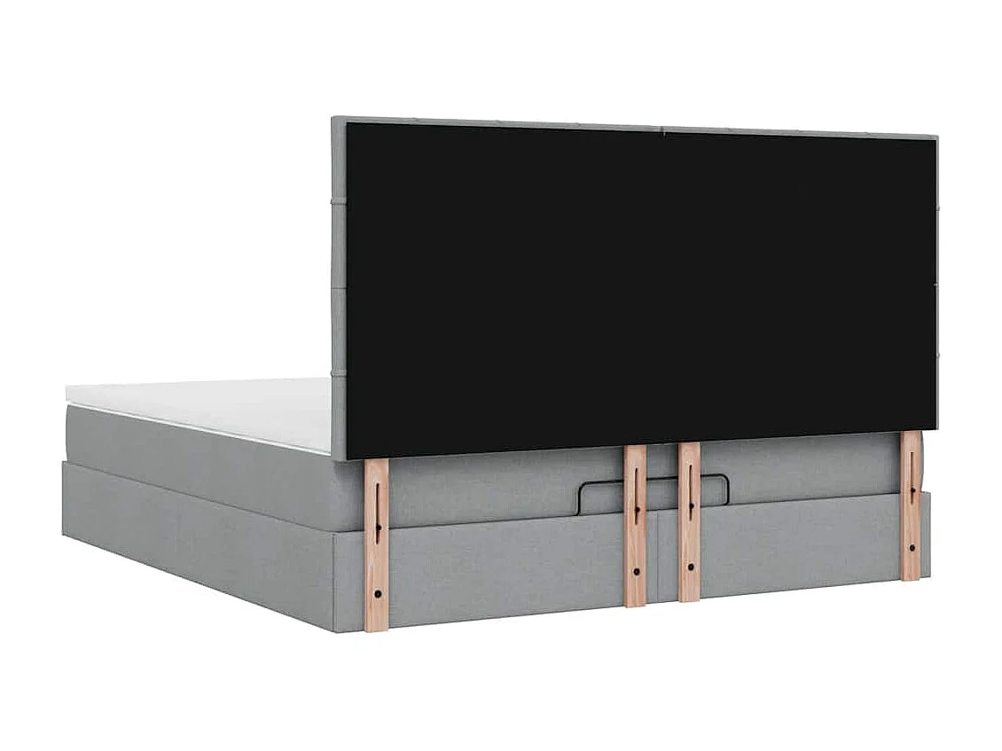 Cadre de lit ottoman et matelas gris clair 180x200 cm tissu