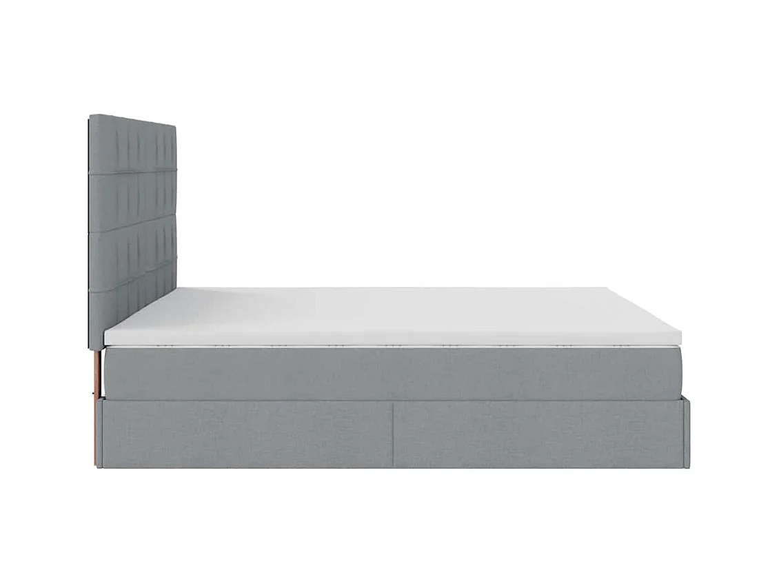 Cadre de lit ottoman et matelas gris clair 180x200 cm tissu