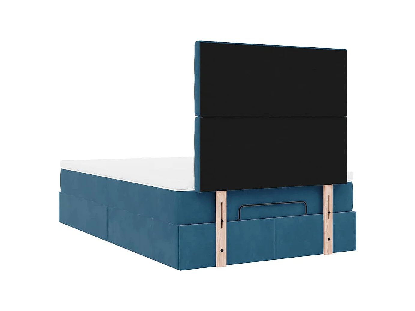 Cadre de lit ottoman avec matelas bleu foncé 120x190 cm velours