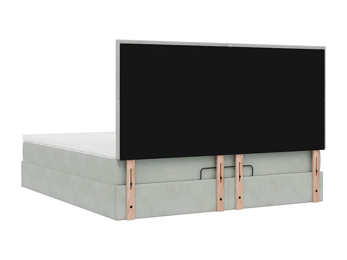 Estrutura cama otomana colchões 180x200cm veludo cinzento claro