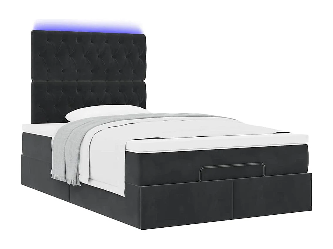 Cadre de lit ottoman avec matelas noir 120x200 cm velours