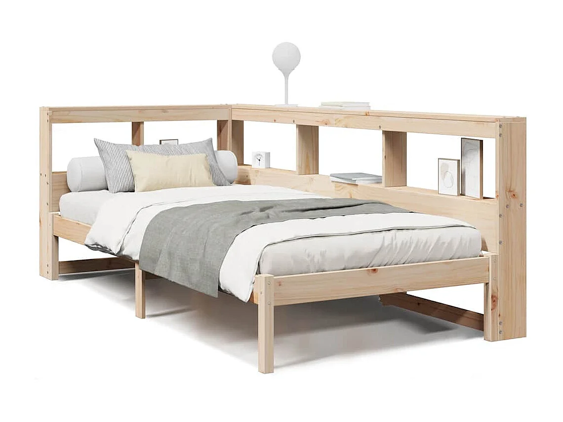 Cama com estante sem colchão 75x190 cm pinho maciço