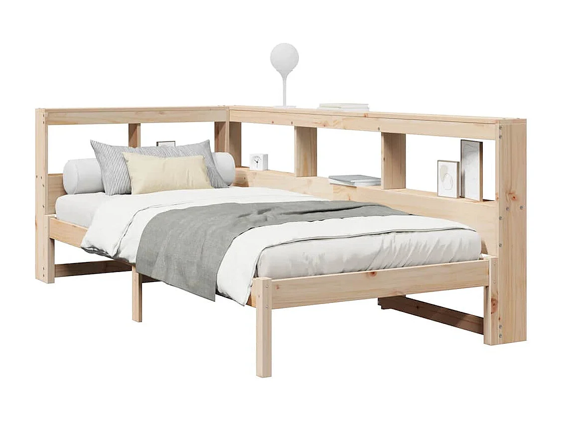 Cama com estante sem colchão 75x190 cm pinho maciço