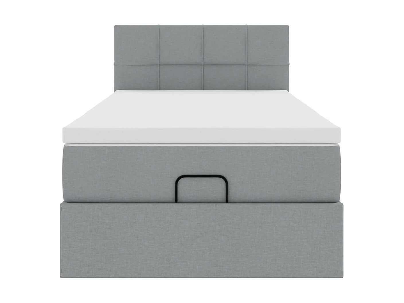 Cadre de lit ottoman et matelas gris clair 90x200 cm tissu