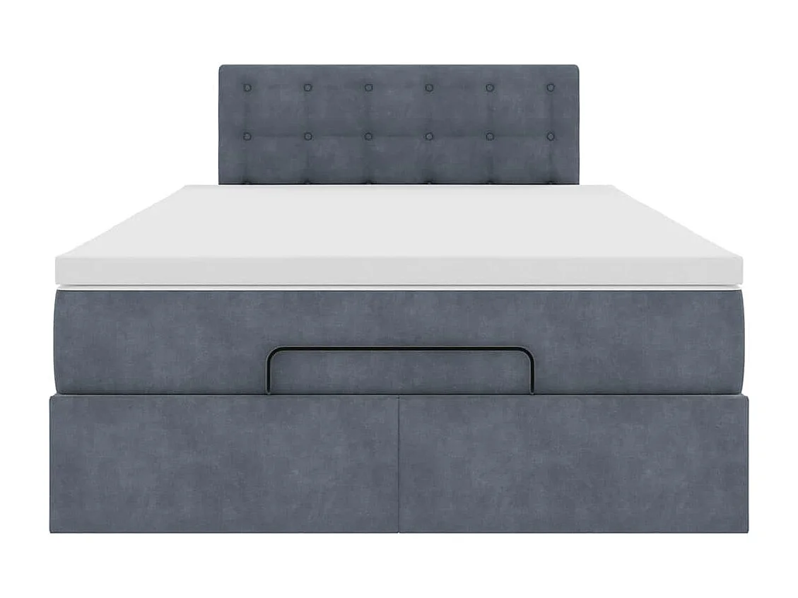Cadre de lit ottoman et matelas gris foncé 120x200 cm velours