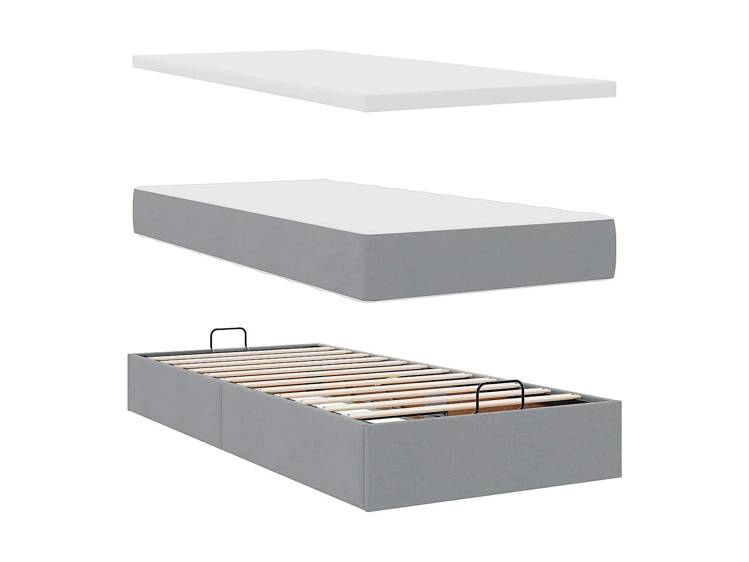 Bed met matras 90x200 cm stof lichtgrijs