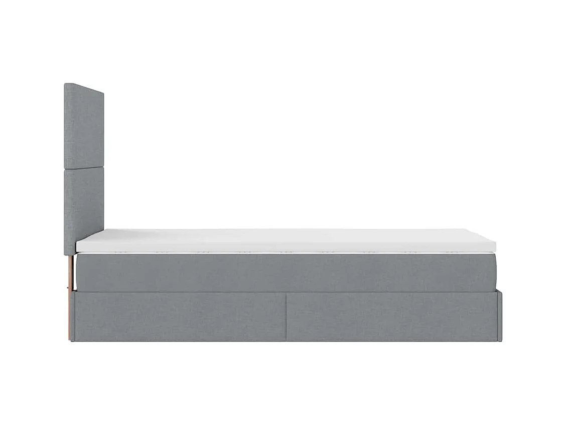 Cadre de lit ottoman et matelas gris clair 90x200 cm tissu
