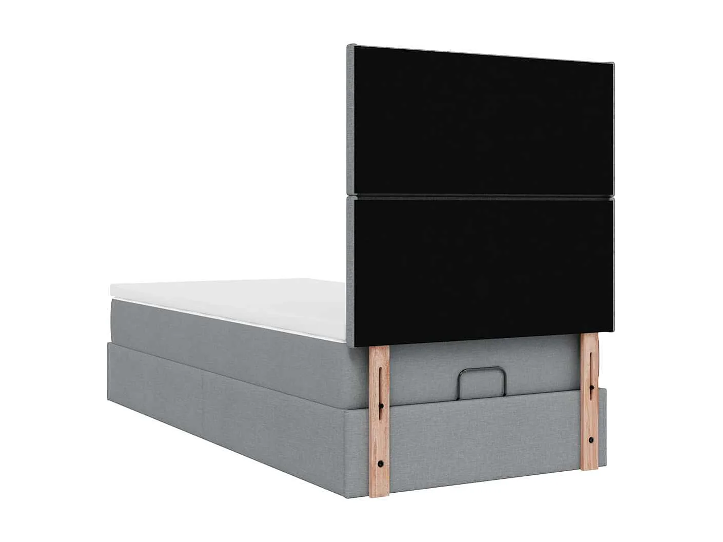 Cadre de lit ottoman et matelas gris clair 90x200 cm tissu