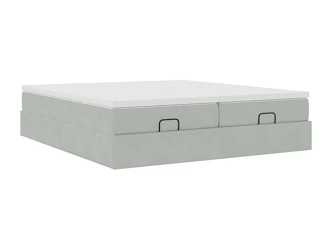Cadre de lit ottoman avec matelas gris clair 200x200 cm velours