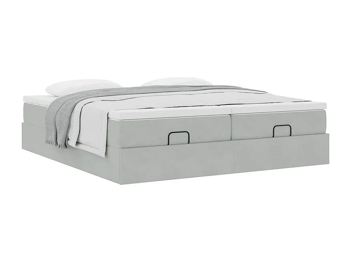 Cadre de lit ottoman avec matelas gris clair 200x200 cm velours