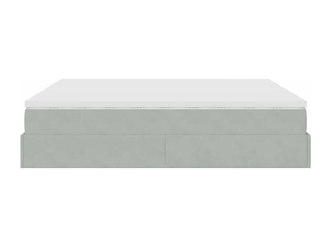 Cadre de lit ottoman avec matelas gris clair 200x200 cm velours