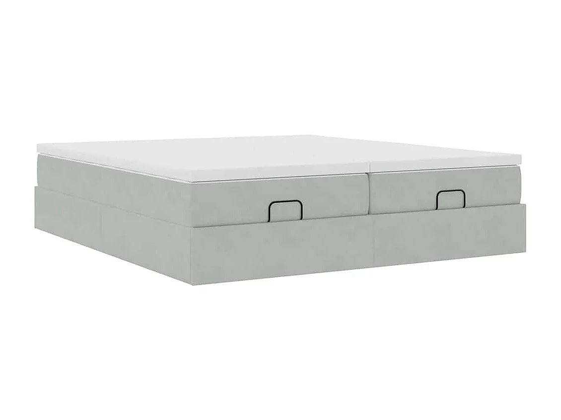 Cadre de lit ottoman avec matelas gris clair 200x200 cm velours