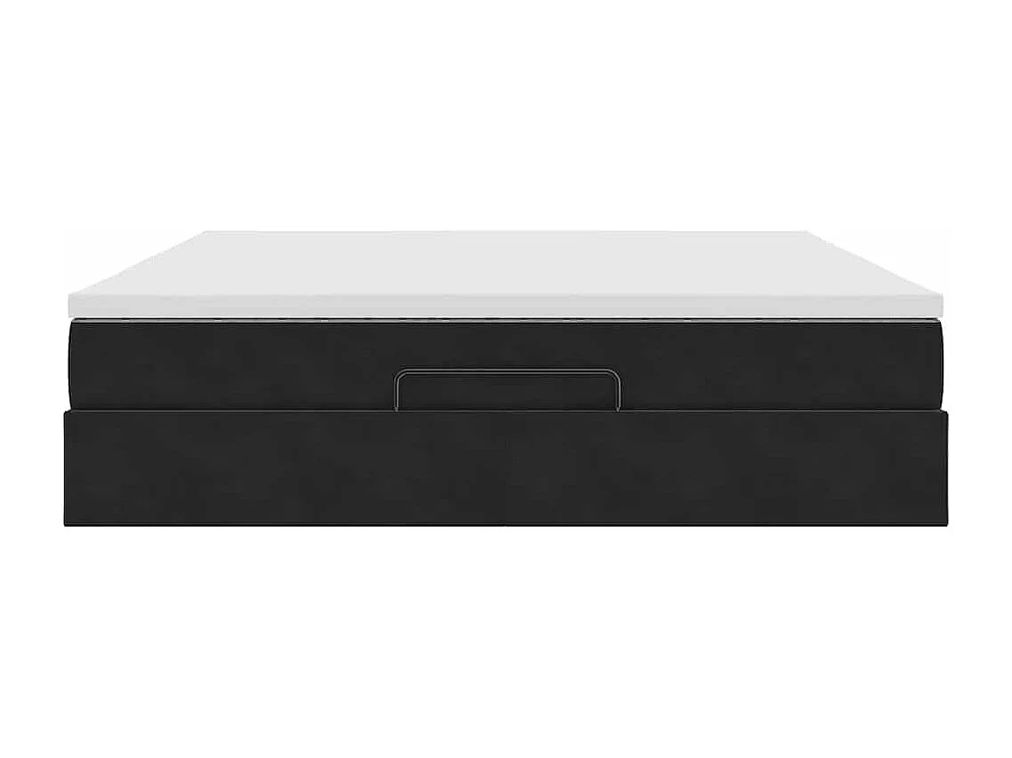 Cadre de lit ottoman avec matelas noir 160x200 cm velours