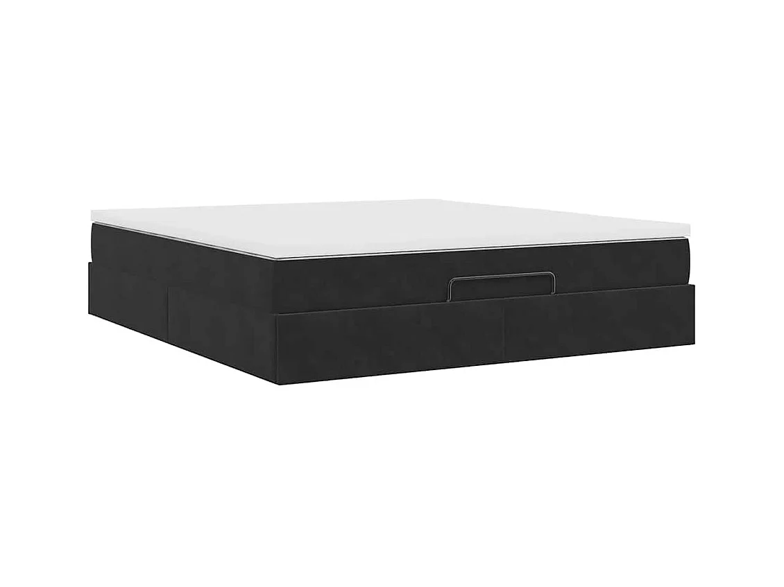 Cadre de lit ottoman avec matelas noir 160x200 cm velours