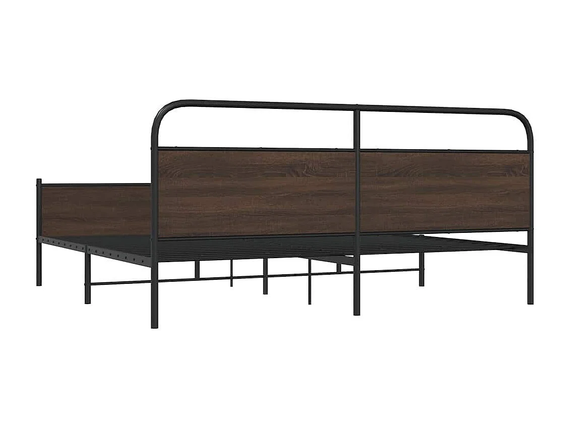 Cadre de lit en métal sans matelas chêne marron 180x200 cm