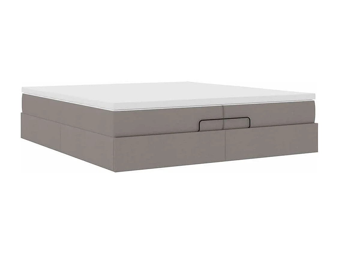Cadre de lit ottoman avec matelas taupe 200x200cm tissu