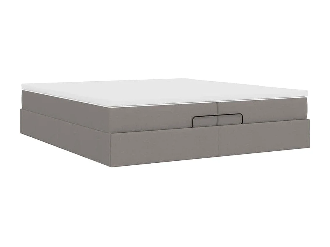 Cadre de lit ottoman avec matelas taupe 200x200cm tissu