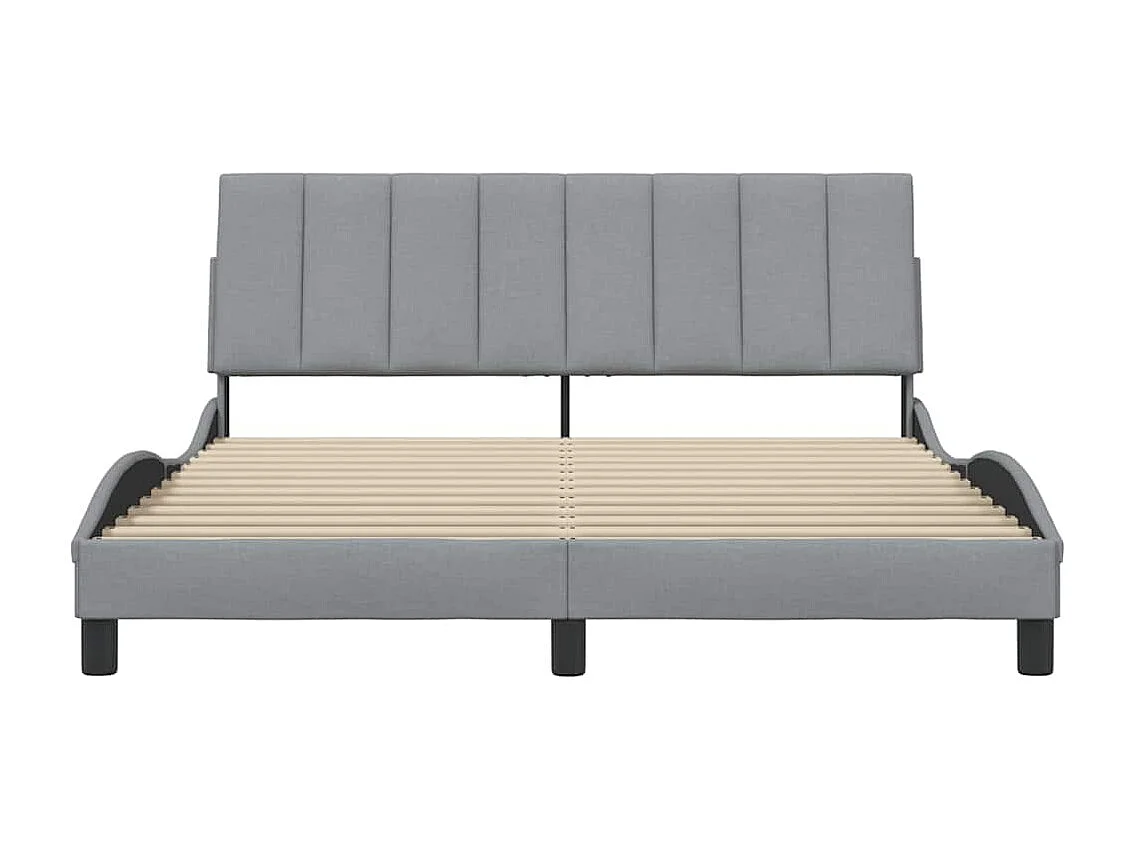 Cadre de lit sans matelas gris clair 160x200 cm tissu