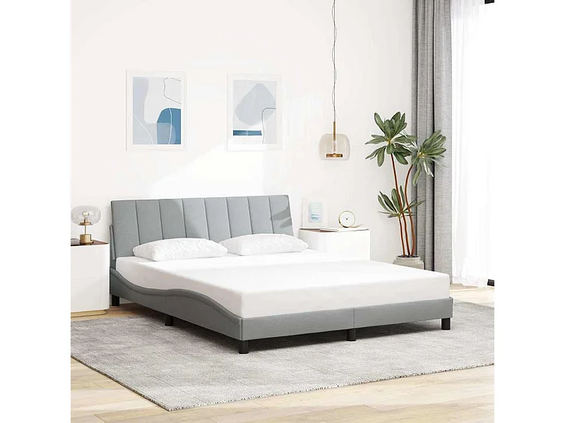 Cama sin colchón tela gris claro 160x200 cm