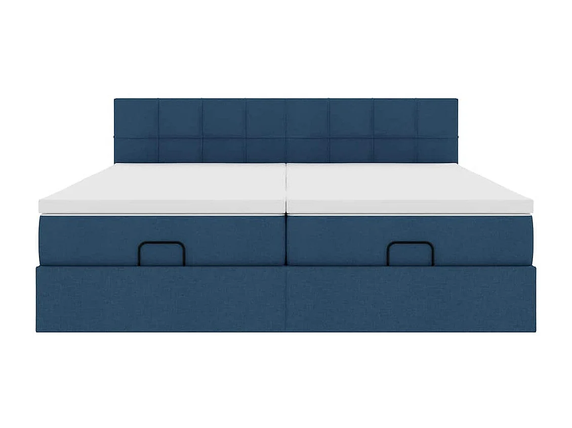 Cadre de lit ottoman avec matelas bleu 180x200 cm tissu