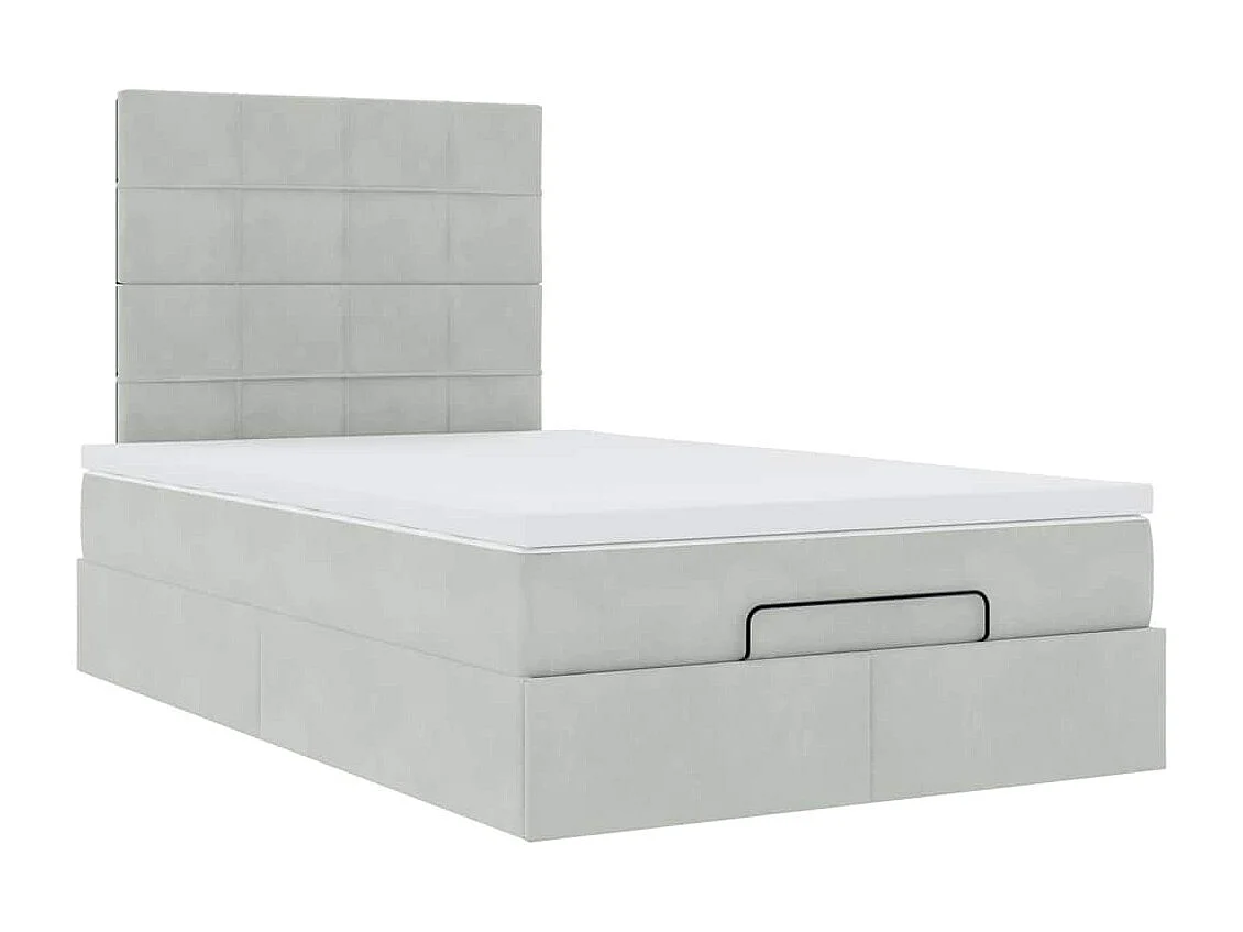 Cadre de lit ottoman et matelas gris clair 120x200 cm velours