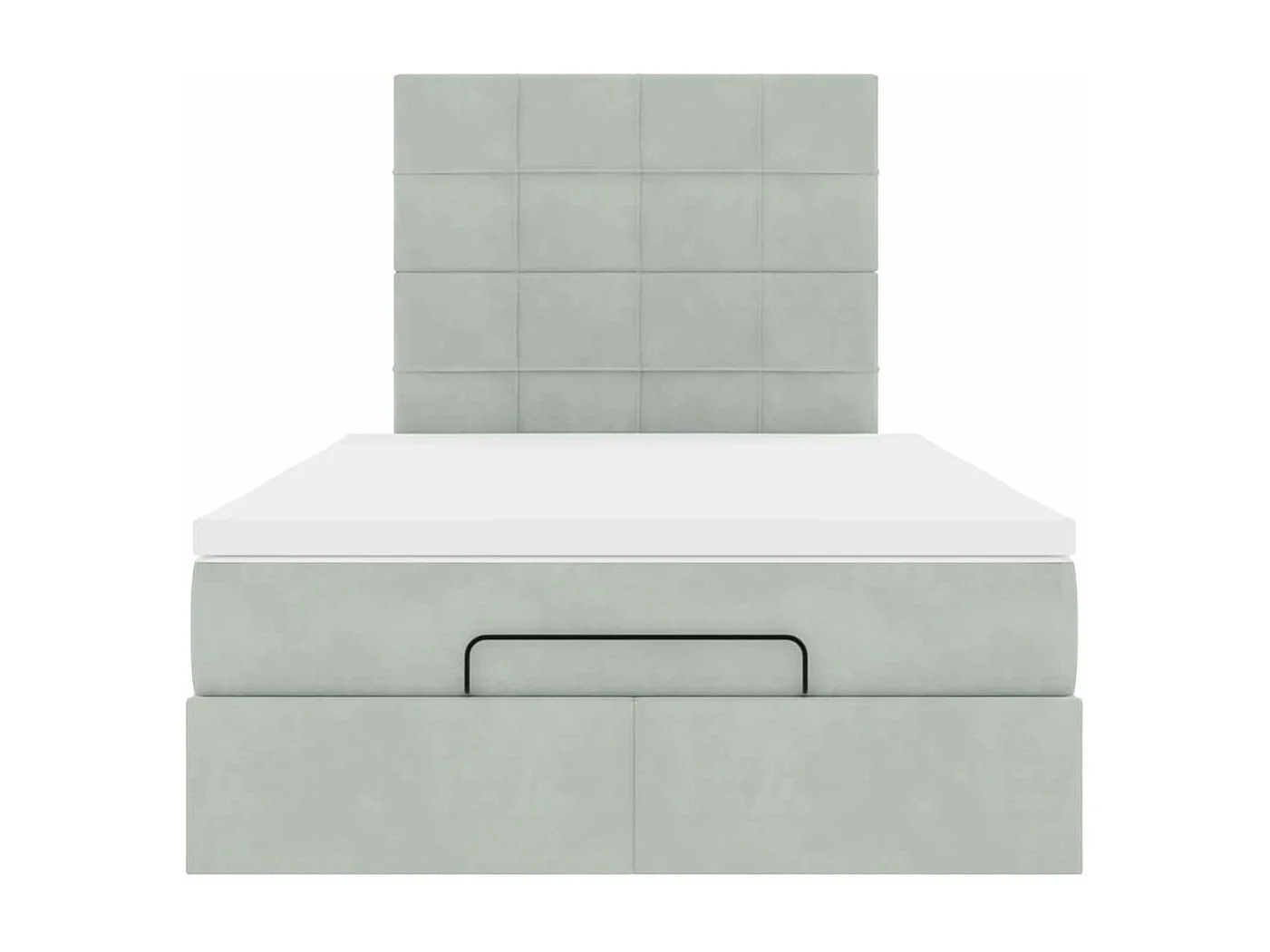 Cadre de lit ottoman et matelas gris clair 120x200 cm velours