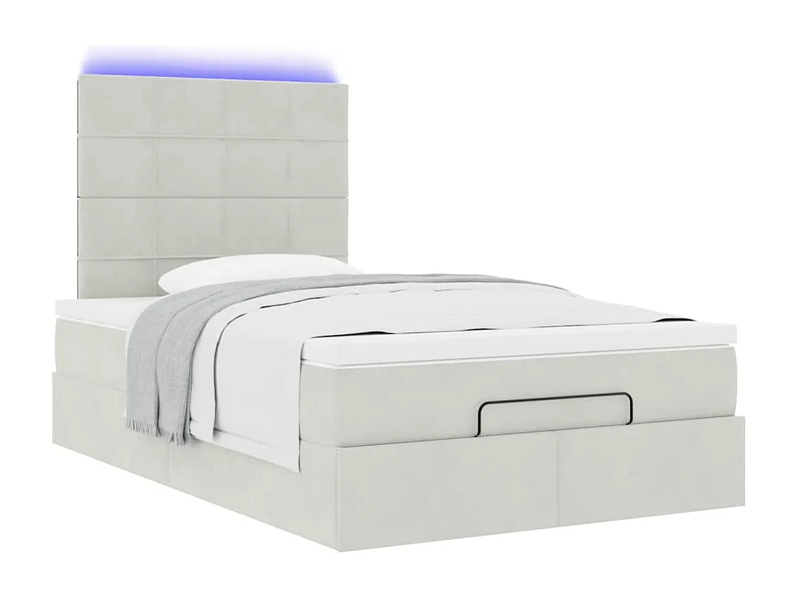 Cadre de lit ottoman et matelas gris clair 120x200 cm velours