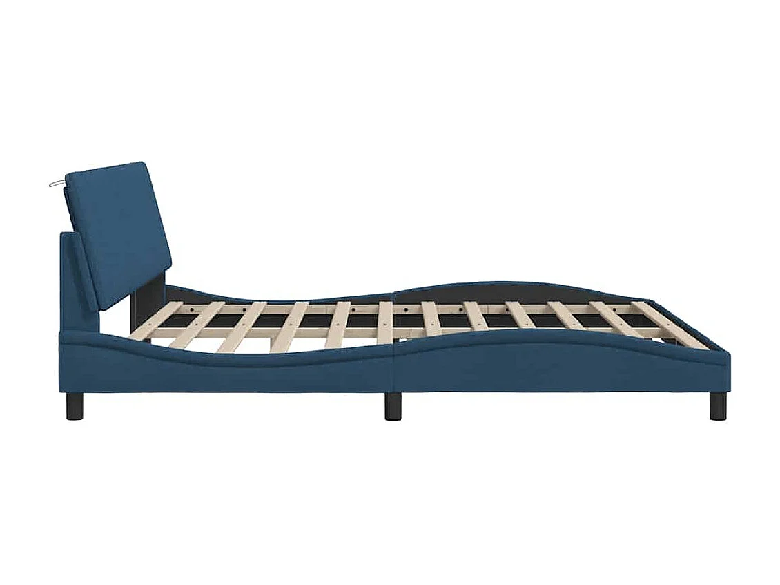 Cadre de lit sans matelas bleu 200x200 cm tissu