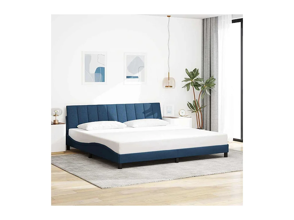 Cadre de lit sans matelas bleu 200x200 cm tissu