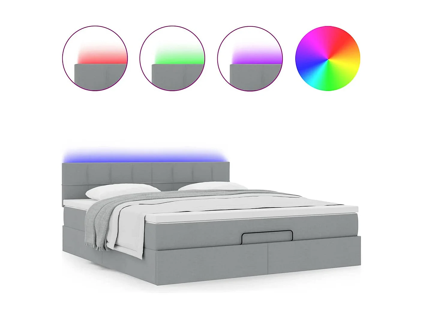 Lit ottoman avec matelas gris clair 160x200 cm tissu