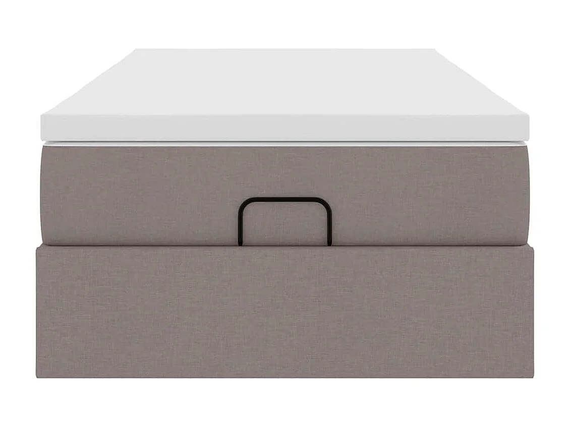 Cadre de lit ottoman avec matelas taupe 90x200 cm tissu